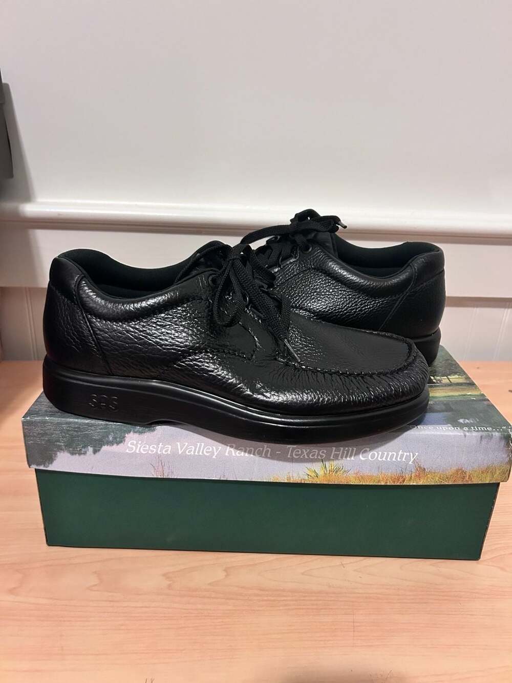 SAS 'Bout Time Black Leather Comfort Shoes Size 10 W